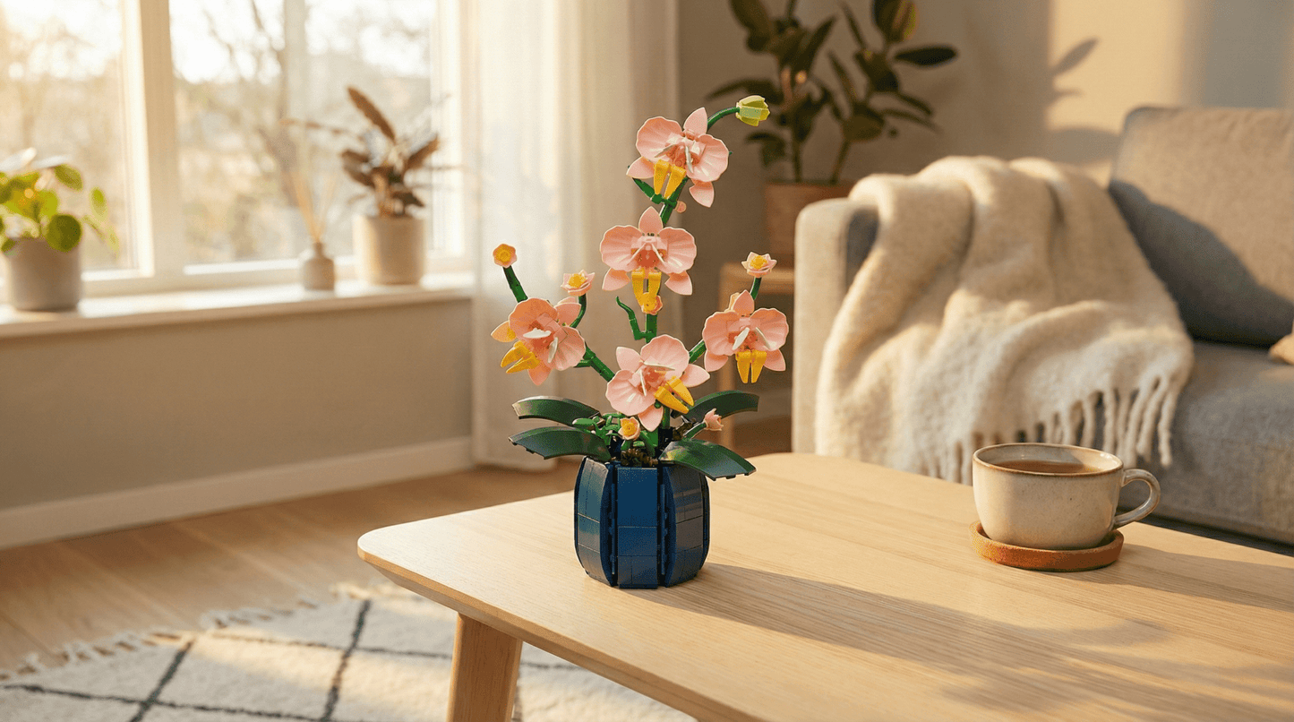 Kreative Orchidee – 606 Teile Klemmbaustein - Set für Erwachsene - Dearly Gifts