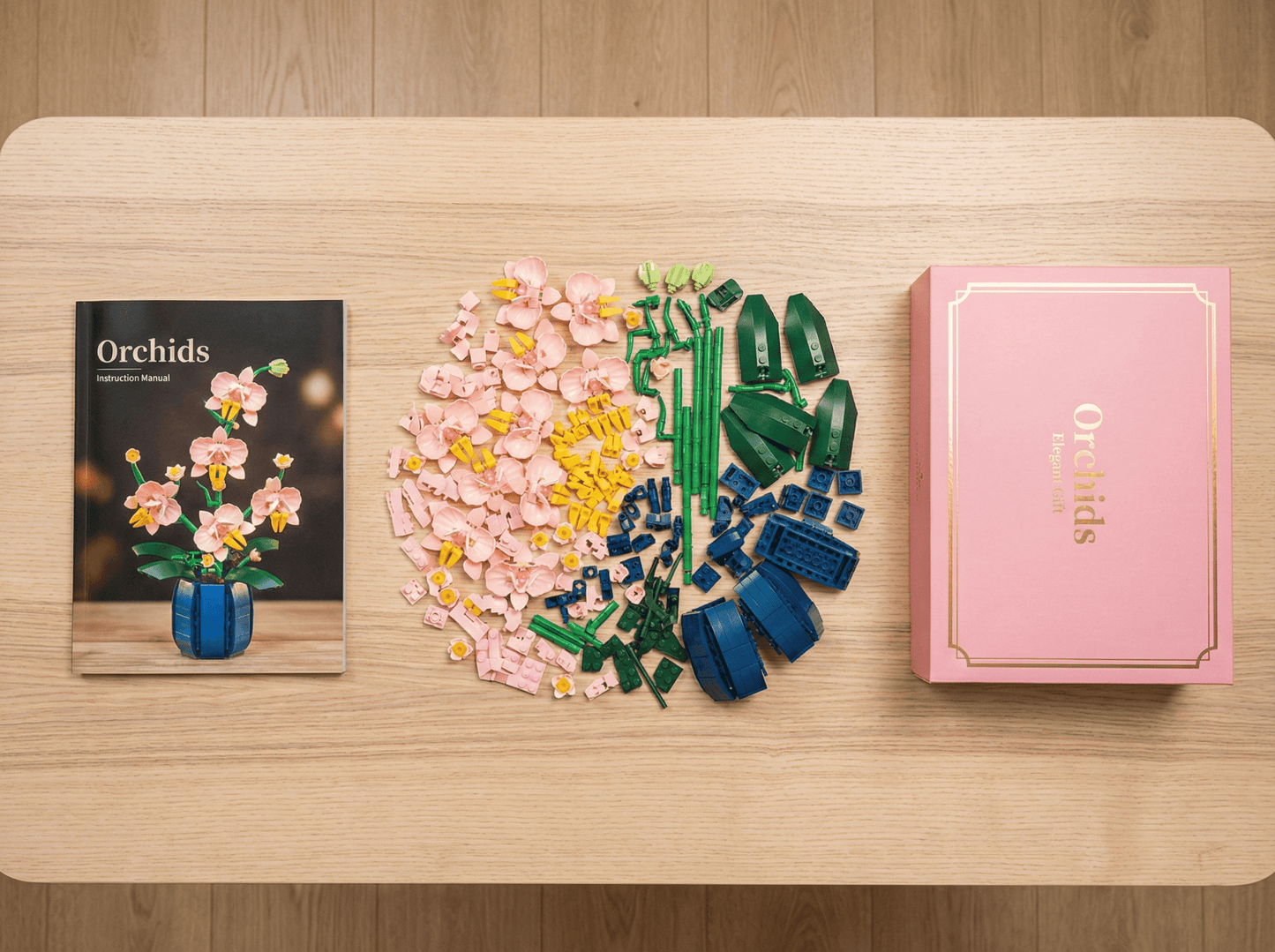 Kreative Orchidee – 606 Teile Klemmbaustein - Set für Erwachsene - Dearly Gifts