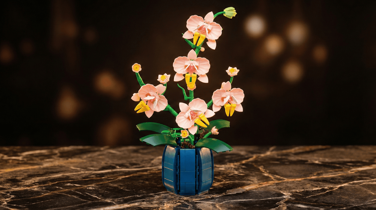 Kreative Orchidee – 606 Teile Klemmbaustein - Set für Erwachsene - Dearly Gifts